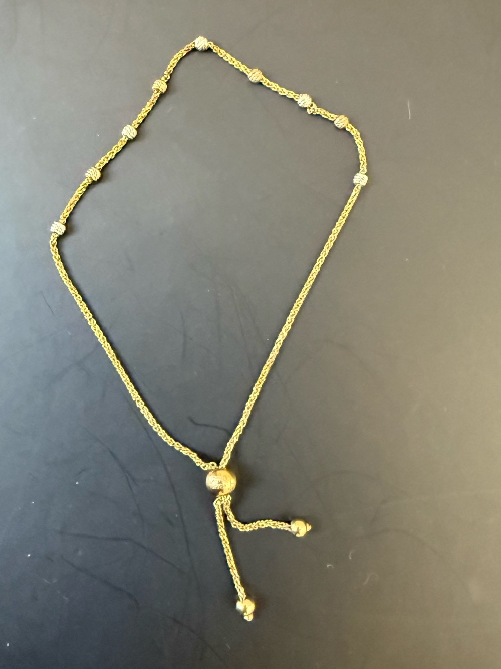 Pre-Owned 10K Tri-Color Gold Adjustable Bolo Bracelet | Made in Turkey